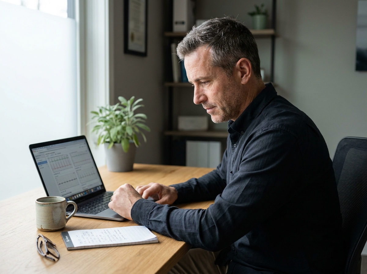 A licensed clinician reviews a Mint Vibe intake on a laptop